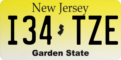 NJ license plate I34TZE