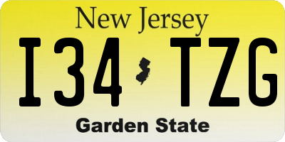 NJ license plate I34TZG