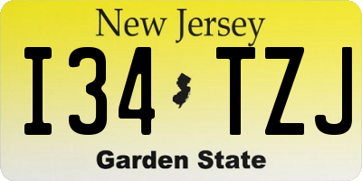 NJ license plate I34TZJ