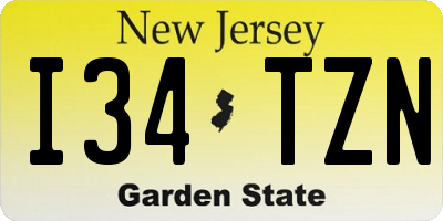 NJ license plate I34TZN