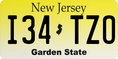 NJ license plate I34TZO