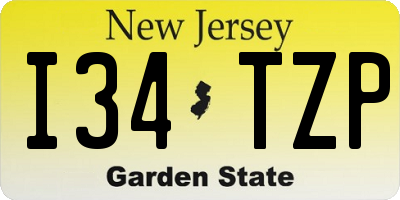 NJ license plate I34TZP