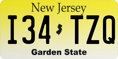 NJ license plate I34TZQ