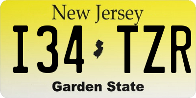 NJ license plate I34TZR