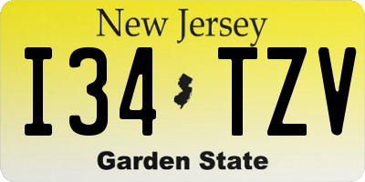 NJ license plate I34TZV