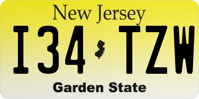 NJ license plate I34TZW