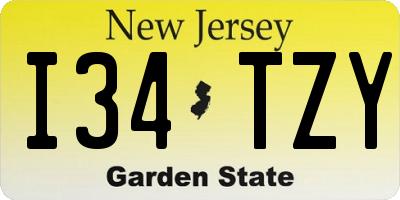 NJ license plate I34TZY