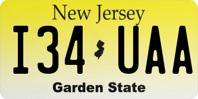 NJ license plate I34UAA