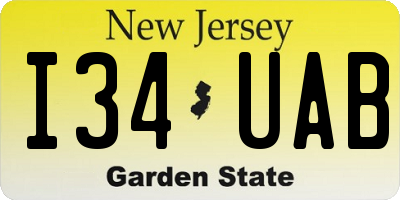 NJ license plate I34UAB