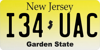 NJ license plate I34UAC