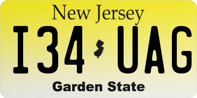 NJ license plate I34UAG