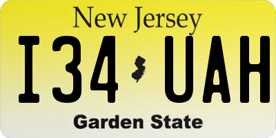 NJ license plate I34UAH