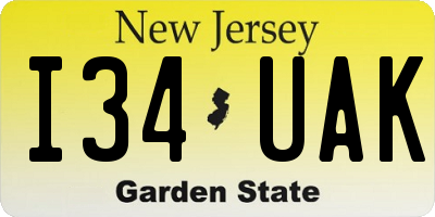 NJ license plate I34UAK