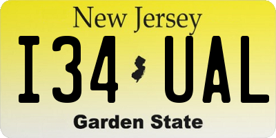 NJ license plate I34UAL