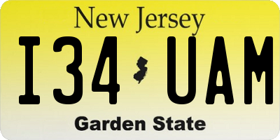 NJ license plate I34UAM