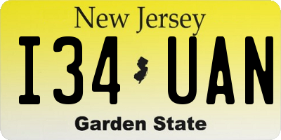 NJ license plate I34UAN