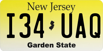 NJ license plate I34UAQ