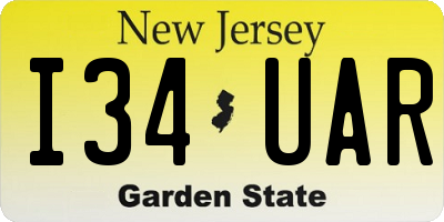 NJ license plate I34UAR