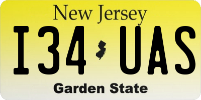 NJ license plate I34UAS