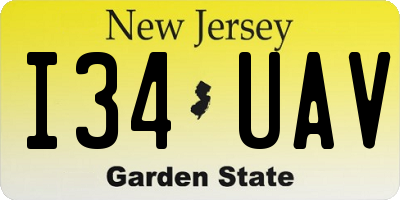 NJ license plate I34UAV