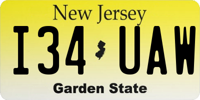 NJ license plate I34UAW