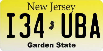 NJ license plate I34UBA