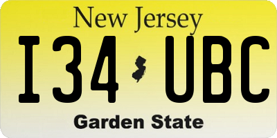 NJ license plate I34UBC