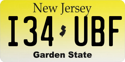NJ license plate I34UBF
