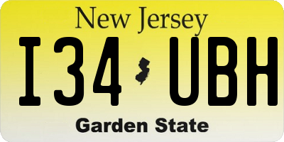 NJ license plate I34UBH