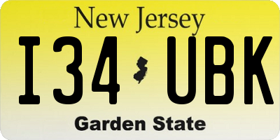 NJ license plate I34UBK