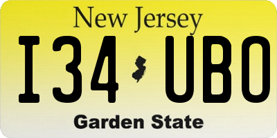NJ license plate I34UBO