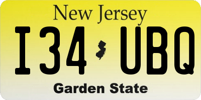 NJ license plate I34UBQ