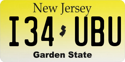 NJ license plate I34UBU