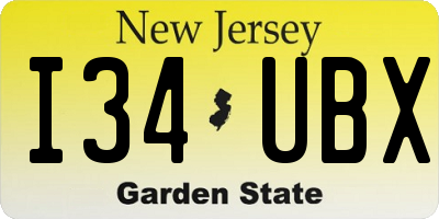 NJ license plate I34UBX