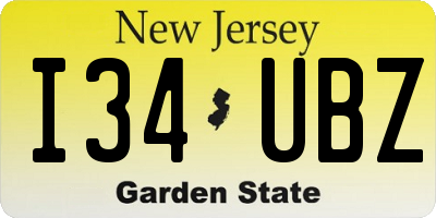 NJ license plate I34UBZ
