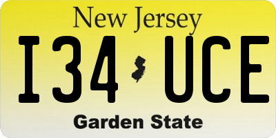 NJ license plate I34UCE