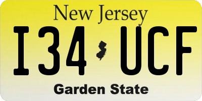 NJ license plate I34UCF