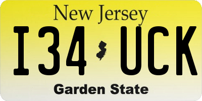 NJ license plate I34UCK