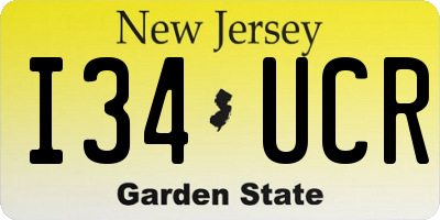 NJ license plate I34UCR