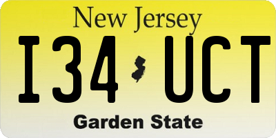 NJ license plate I34UCT
