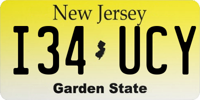 NJ license plate I34UCY