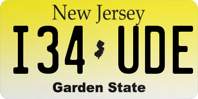NJ license plate I34UDE