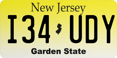 NJ license plate I34UDY