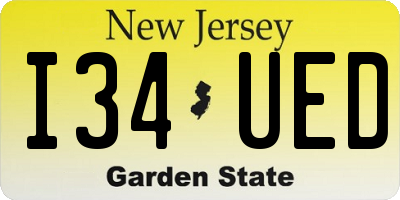 NJ license plate I34UED