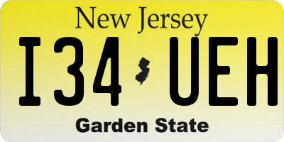NJ license plate I34UEH