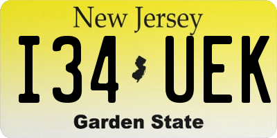 NJ license plate I34UEK