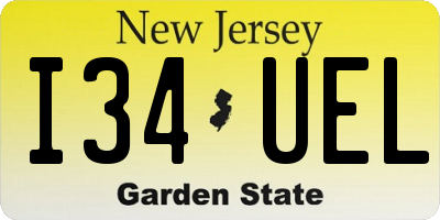 NJ license plate I34UEL