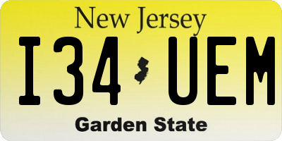 NJ license plate I34UEM