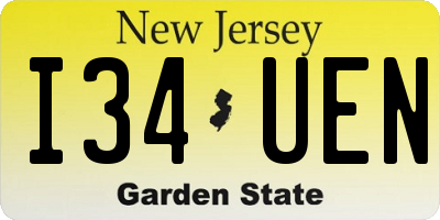 NJ license plate I34UEN