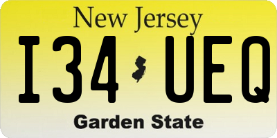NJ license plate I34UEQ